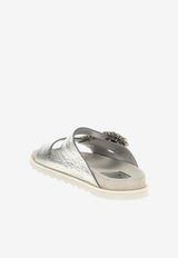 Roger Vivier Slidy Viv' Metallic Leather Slides Silver RVW45818820T0H9999 9999