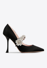 Roger Vivier Efflorescence 100 Mary-Jane Satin Pumps Black RVW53836020RS0B999 B999