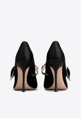 Roger Vivier Efflorescence 100 Mary-Jane Satin Pumps Black RVW53836020RS0B999 B999