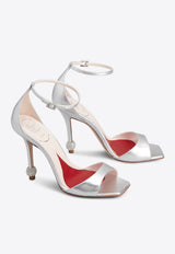 Roger Vivier 105 Jewel Embellished Sandals in Metallic Leather Silver RVW56827490KAC/Q_ROGVI-B200
