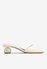 Roger Vivier 55 Crystal-Embellished Leather Mules RVW7624151091TC019 C019 Off-white