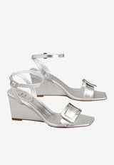 Roger Vivier Belle Vivier 60 Wedge Sandals in Metallic Nappa Leather Silver RVW80544440KAC B200