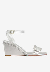Roger Vivier Belle Vivier 60 Wedge Sandals in Metallic Nappa Leather Silver RVW80544440KAC B200