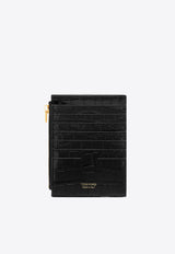 Tom Ford Whitney Zipped Cardholder in Croc Embossed Leather S0476-LCL395X 1N001 Black