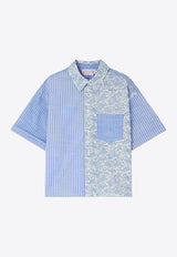 Bonpoint Girls Elyas Patchwork Button-Up Shirt Blue S05GSHW00001-BCO/Q_BONPO-915A