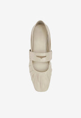 ALOHAS Bargo Pleated Leather Ballet Flats Cream S101033-04_CREAM