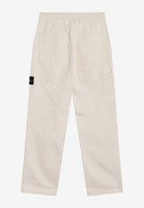 Stone Island Logo Patch Straight-Leg Chino Pants Ivory S153100001S00T1/R_STONE-V0093