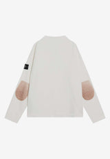 Stone Island Compass Patch Sweatshirt with Gradient Elbow White S156100001S00T2/R_STONE-V0099