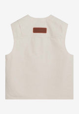 Stone Island Buttoned V-neck Vest White S15G100012S00T1/R_STONE-V0093