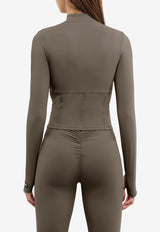 The Giving Movement Zip-Up Track Jacket Taupe S1751_TAUPE