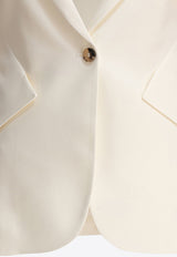 Alexander McQueen Single-Breasted Buttoned Jacket White 829907QJADK9025_81054