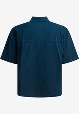 Auralee Logo-Embroidered Buttoned Shirt A25SS03FDDYED NAVY_8956b7cc-d5f3-473b-8f3e-b80f0df86af9