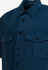 Auralee Logo-Embroidered Buttoned Shirt A25SS03FDDYED NAVY_8956b7cc-d5f3-473b-8f3e-b80f0df86af9