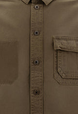 Loewe Anagram Patch Long-Sleeved Shirt Khaki H526Y02WA3KHAKI GREEN_78117