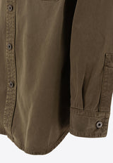 Loewe Anagram Patch Long-Sleeved Shirt Khaki H526Y02WA3KHAKI GREEN_78117