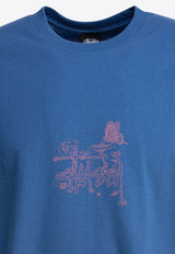 Stüssy In Bloom Printed T-shirt Blue 19051090801 BLUE_82187