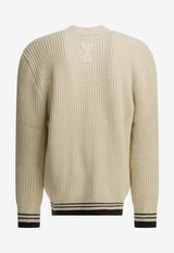 AMI PARIS Knitted Buttoned Cardigan Off-white UKC383.KN0161136_3599026f-8548-4994-aee5-e5830f4b155b