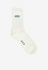 Autry Jacquard Logo Socks White SOPU0552_a3656e57-614e-4e90-bd7e-7dcf3f94e3c1