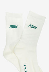 Autry Jacquard Logo Socks White SOPU0552_a3656e57-614e-4e90-bd7e-7dcf3f94e3c1