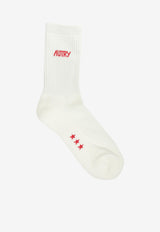 Autry Jacquard Logo Socks White SOPU0557_7b2d0fb5-f905-4f2f-8f02-625011eb608a