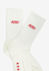 Autry Jacquard Logo Socks White SOPU0557_7b2d0fb5-f905-4f2f-8f02-625011eb608a