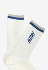 Autry Jacquard Striped Logo Socks White SOPU0591_ce2f32a9-6b88-4d04-b6fd-ed3f6b2479f8