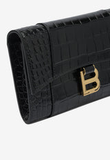 Balenciaga Hourglass Chain Clutch in Croc-Embossed Leather Black 8463432ABLU1000_bf99cae4-315b-47f8-9033-cedcbdf92a21