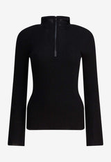 Brunello Cucinelli Half-Zip Wool Sweater with Hood Black M41844609C101_0e63a447-aa15-4d71-94a7-9f9ed8e1160e