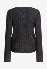 Brunello Cucinelli V-neck Sequined Sweater Gray MPG731302C3595_f16facab-403c-4d86-923e-afda1b87da34