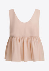 Chloé Crepe De Chine Gathered Top Pink CH26SHT300056H6_e7aa0a48-c079-4d5e-8393-851b641fc442