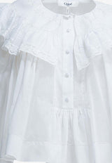 Chloé Ruffled V-neck Top White CH26SHT84040107_8a53ed31-9fff-4278-a752-b47fa84a296c