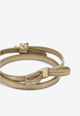 Ferragamo Bow Leather Double Bracelet Gold 0791147_bc386080-2876-4477-b051-ebd3f5528fda