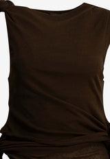 GANNI Draped Tank Top Brown A1040289ZWX_a4245d65-beef-4953-a67c-77bdc66c6349