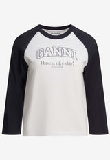 GANNI Long-Sleeved Baseball T-shirt White A1050058151_af7e55ed-aa35-4834-b494-fe55b6871bff