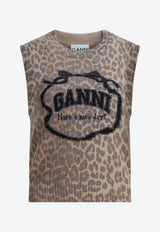 GANNI Leopard Print Wool Vest Brown A1070044943_23e73a3d-ad78-4c8d-ae50-bde5818306af