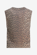 GANNI Leopard Print Wool Vest Brown A1070044943_23e73a3d-ad78-4c8d-ae50-bde5818306af