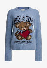 GANNI Intarsia Knit Wool Bear Sweater Blue A1070047646_7595ac31-9987-407e-9e9b-4410c954e2f0