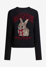 GANNI Intarsia Knit Bunny Cardigan Black A1070090252_c5d51e0d-72d8-4f79-a788-2d77ec685b84
