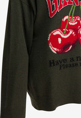 GANNI Cherry Print Logo Sweater Green A1070112861_6826326a-6ac4-49c5-a9c3-8a9a3a9dbe58