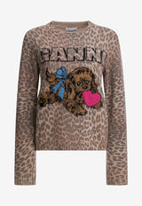 GANNI Puppy Print Wool Sweater Brown A1070147943_646b41d1-7763-4c05-89bc-7c61391cc822