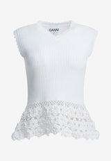 GANNI V-neck Knitted Top White A1070251135_febd9137-1ae1-4184-897b-74012e7b24cc