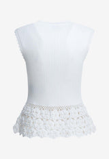 GANNI V-neck Knitted Top White A1070251135_febd9137-1ae1-4184-897b-74012e7b24cc