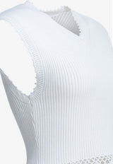 GANNI V-neck Knitted Top White A1070251135_febd9137-1ae1-4184-897b-74012e7b24cc