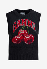 GANNI Cherry Print Wool Vest Black A1070264252_80d9c83c-8925-4863-a0d2-2efbe177f396