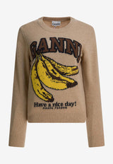GANNI Intarsia Knit Banana Sweater Beige A1070265118_daace9bf-78dd-4fc4-a35e-f72bd1481b32