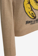 GANNI Intarsia Knit Banana Sweater Beige A1070265118_daace9bf-78dd-4fc4-a35e-f72bd1481b32