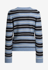 GANNI Cat Print Striped Wool Sweater Blue A1070266326_b329f725-7534-4788-8531-314d7a40660b