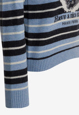 GANNI Cat Print Striped Wool Sweater Blue A1070266326_b329f725-7534-4788-8531-314d7a40660b