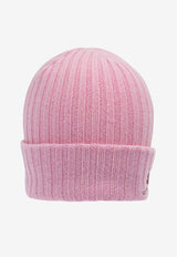 GANNI Logo Ribbed Beanie Pink B302010304T_12e2d921-997d-408f-9a74-06d9cf97fabf