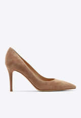 Gianvito Rossi 85 Leather Stiletto Pumps Beige